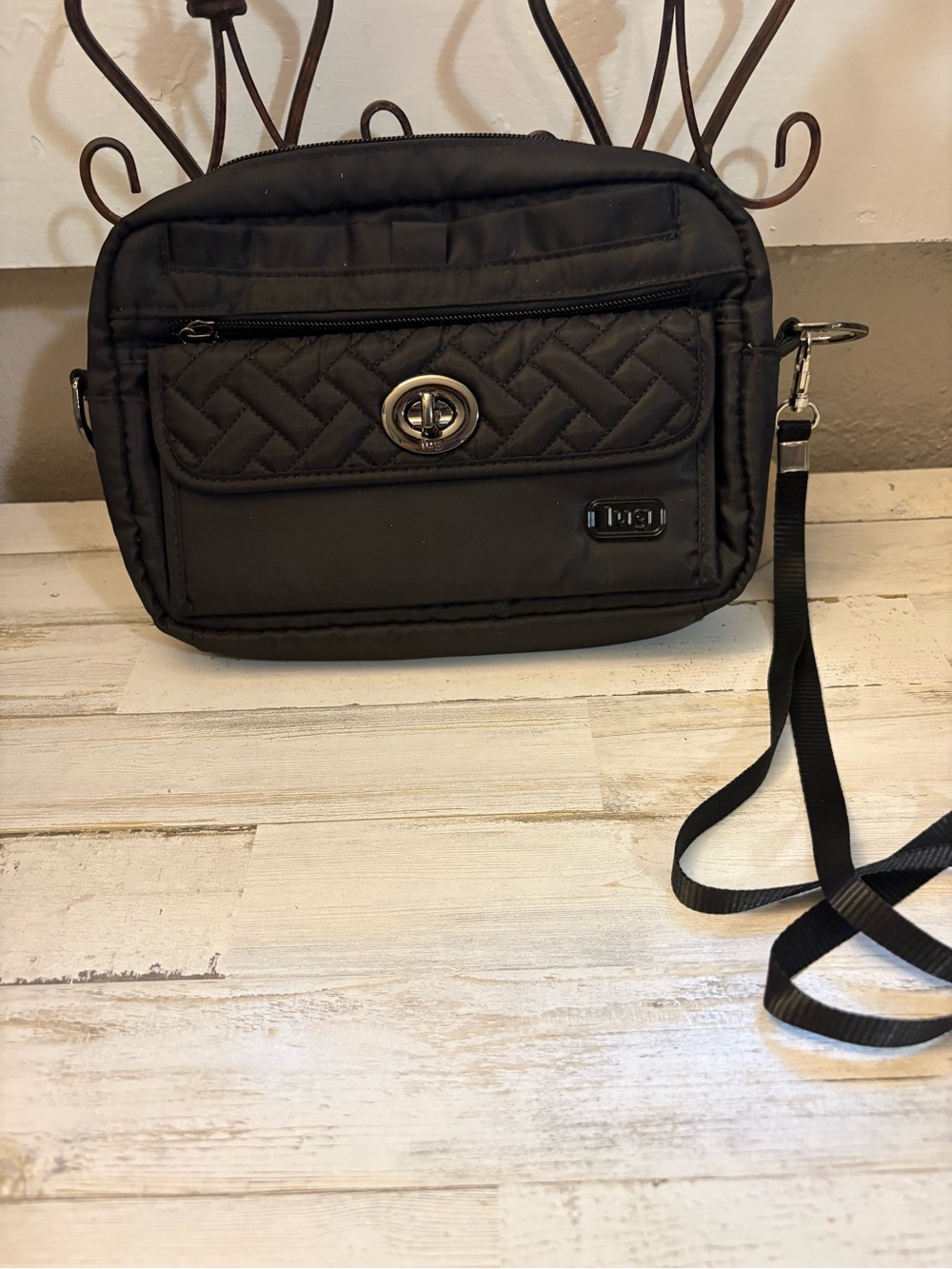 lug Black Quilted Mini Crossbody Bag